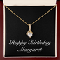 Happy Birthday Margaret v2 - 18K Yellow Gold Finish Alluring Beauty Necklace With Mahogany Style Luxury Box