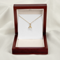 18K Yellow Gold Finish Alluring Beauty Necklace With Mahogany Style Luxury Box