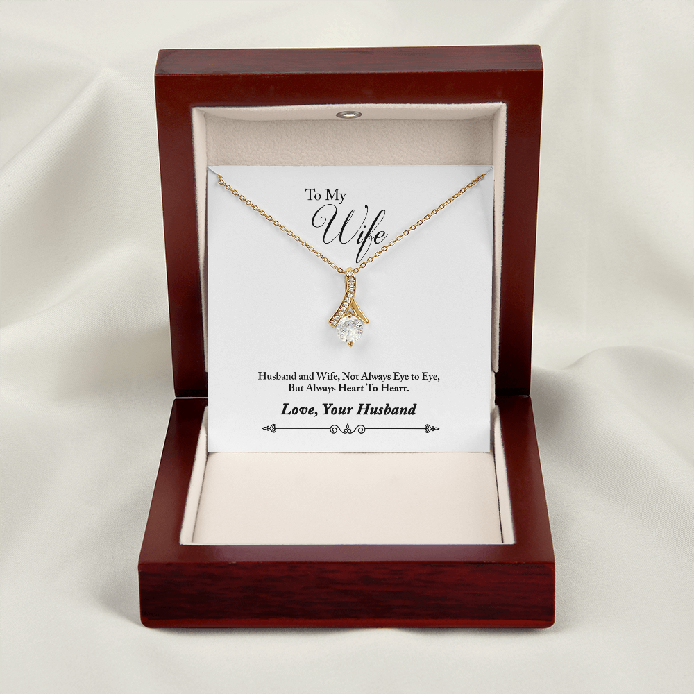 009 To My Wife - 18K Yellow Gold Finish Alluring Beauty Necklace With Mahogany Style Luxury Box