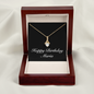 Happy Birthday Maria v2 - 18K Yellow Gold Finish Alluring Beauty Necklace With Mahogany Style Luxury Box