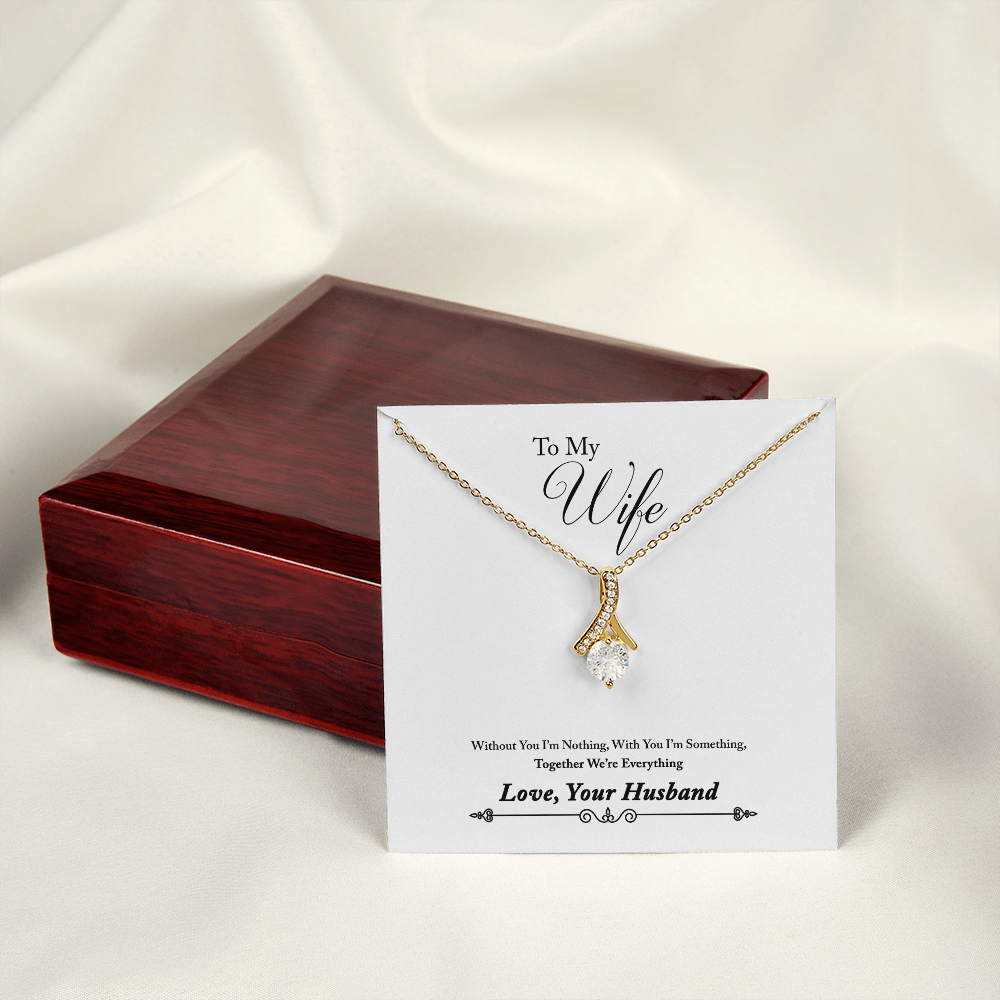 007 To My Wife - 18K Yellow Gold Finish Alluring Beauty Necklace With Mahogany Style Luxury Box