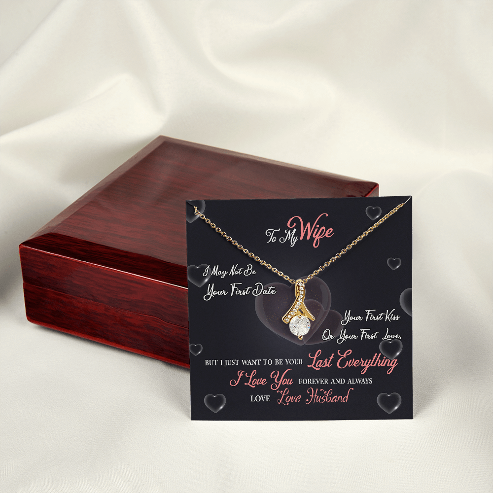 017 To My Wife - 18K Yellow Gold Finish Alluring Beauty Necklace With Mahogany Style Luxury Box