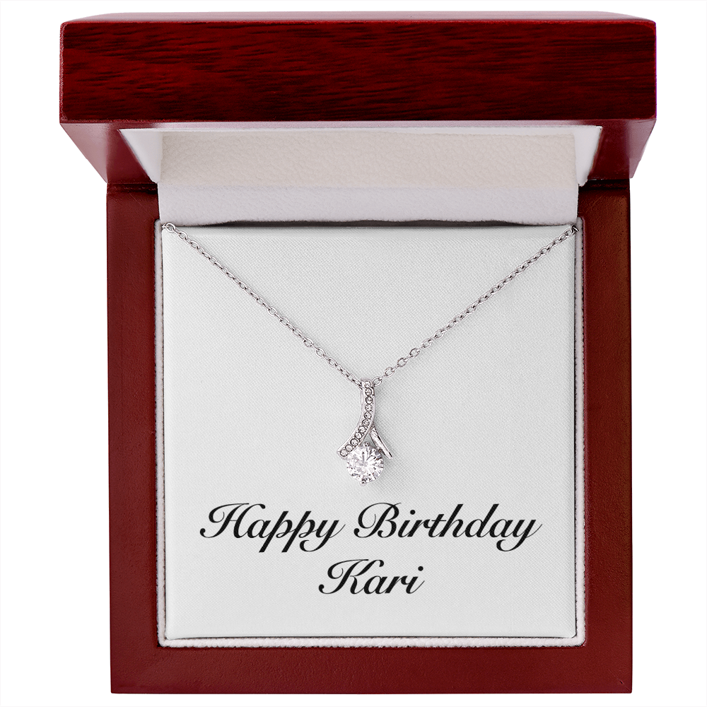 Happy Birthday Kari - Alluring Beauty Necklace With Mahogany Style Luxury Box