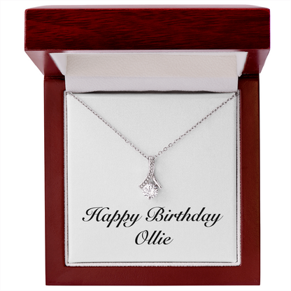 Happy Birthday Ollie - Alluring Beauty Necklace With Mahogany Style Luxury Box