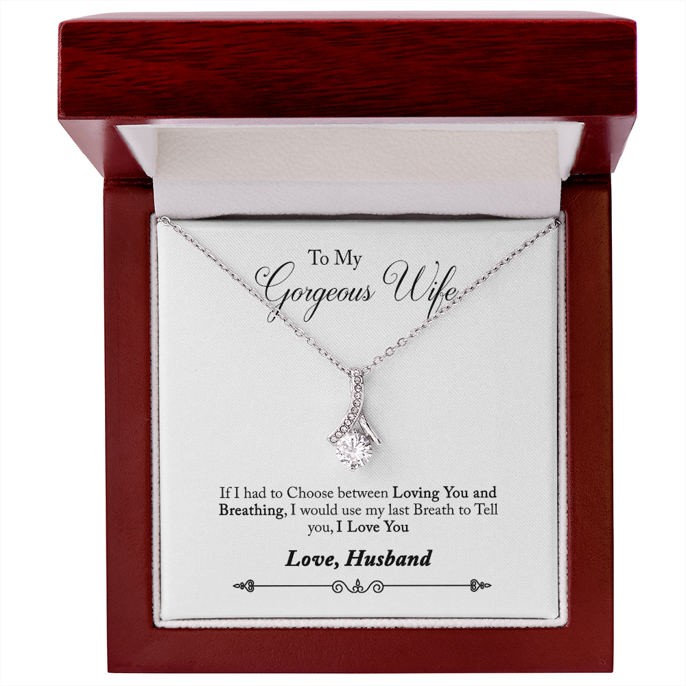 005 To My Gorgeous Wife - Alluring Beauty Necklace With Mahogany Style Luxury Box