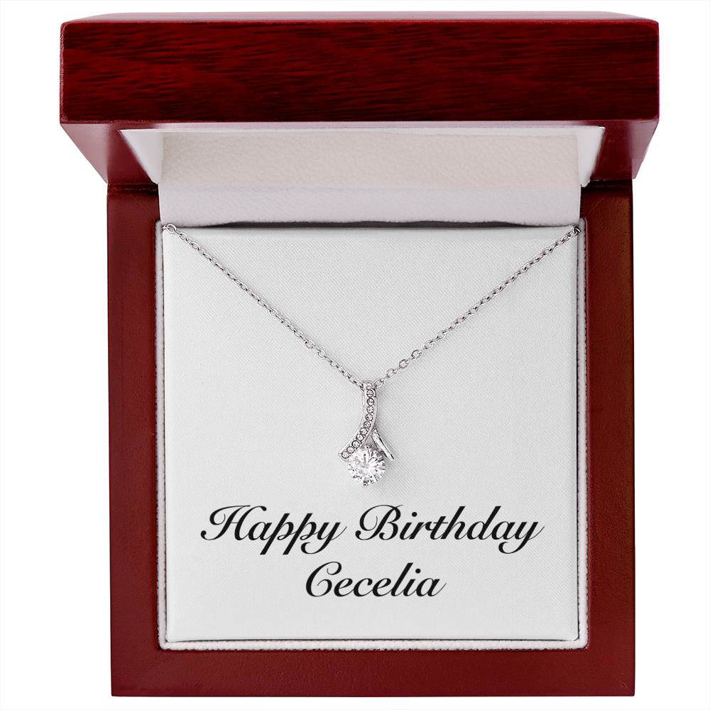 Happy Birthday Cecelia - Alluring Beauty Necklace With Mahogany Style Luxury Box