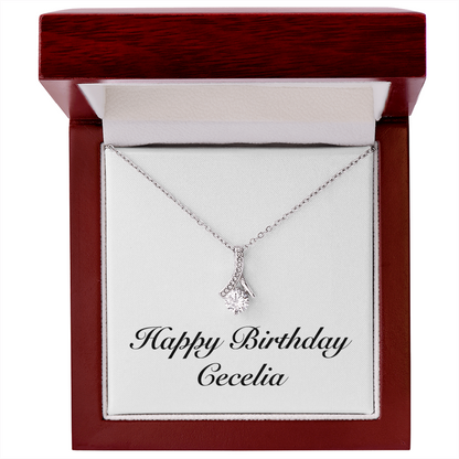 Happy Birthday Cecelia - Alluring Beauty Necklace With Mahogany Style Luxury Box