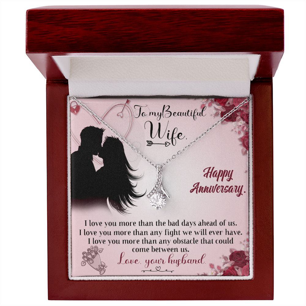 020 To My Beautiful Wife, Happy Anniversary - Alluring Beauty Necklace With Mahogany Style Luxury Box