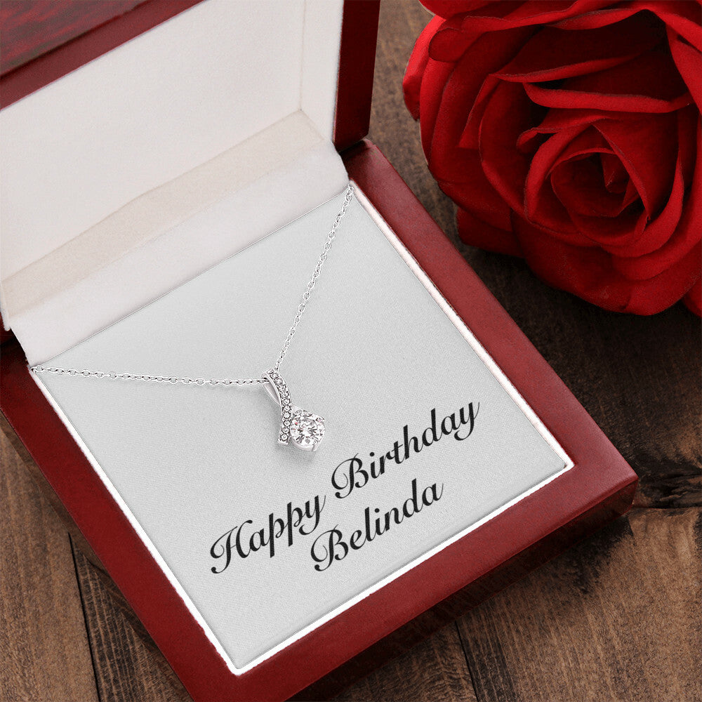Happy Birthday Belinda - Alluring Beauty Necklace With Mahogany Style Luxury Box