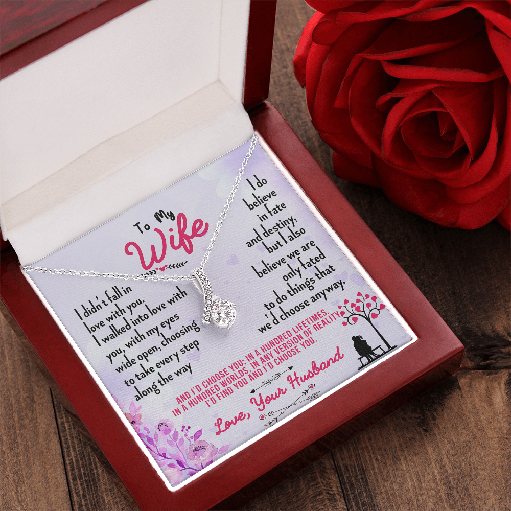 016 To My Wife - Alluring Beauty Necklace With Mahogany Style Luxury Box