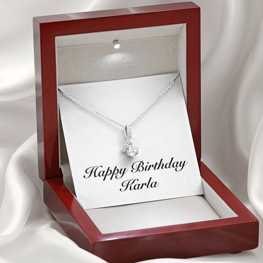 Happy Birthday Karla - Alluring Beauty Necklace With Mahogany Style Luxury Box