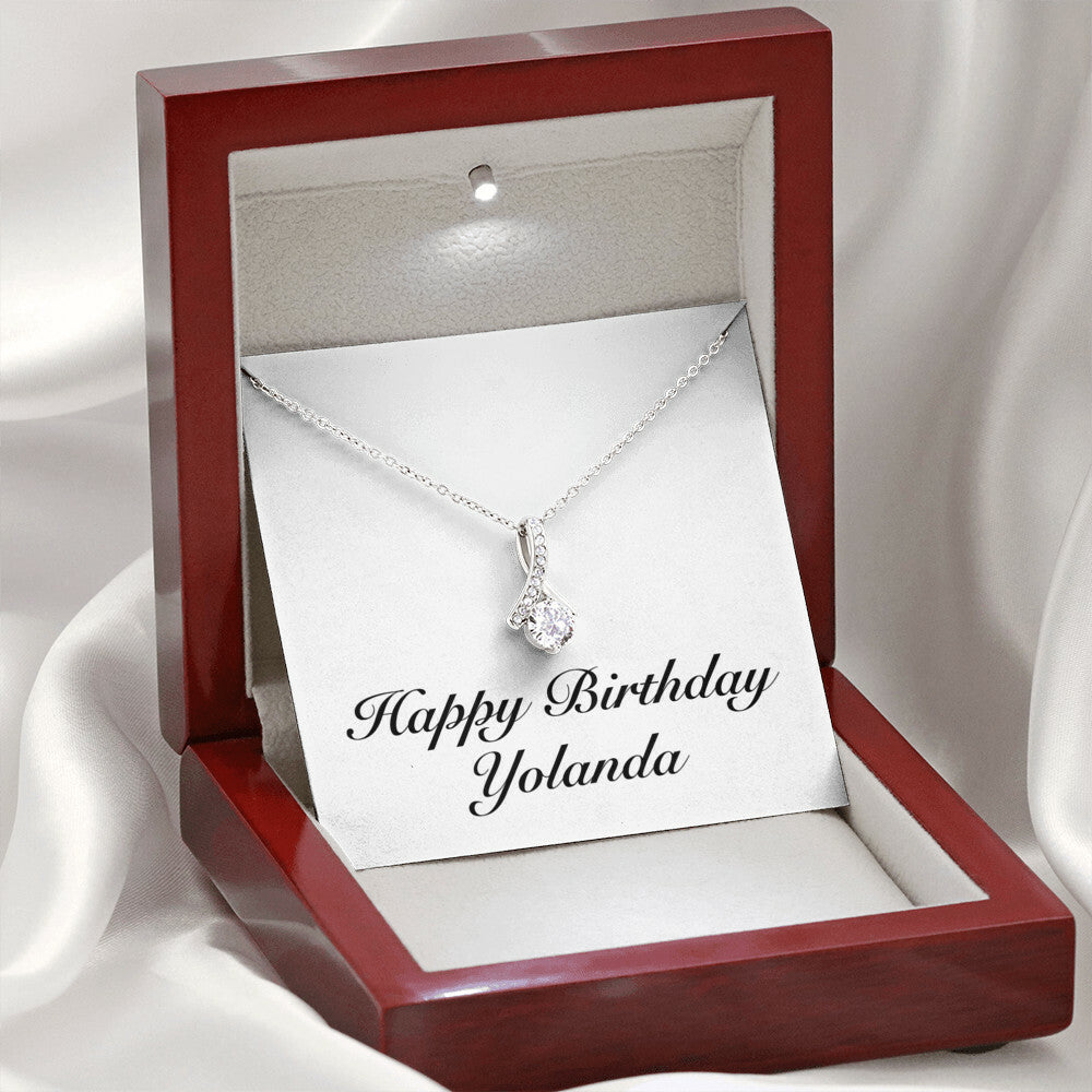 Happy Birthday Yolanda - Alluring Beauty Necklace With Mahogany Style Luxury Box