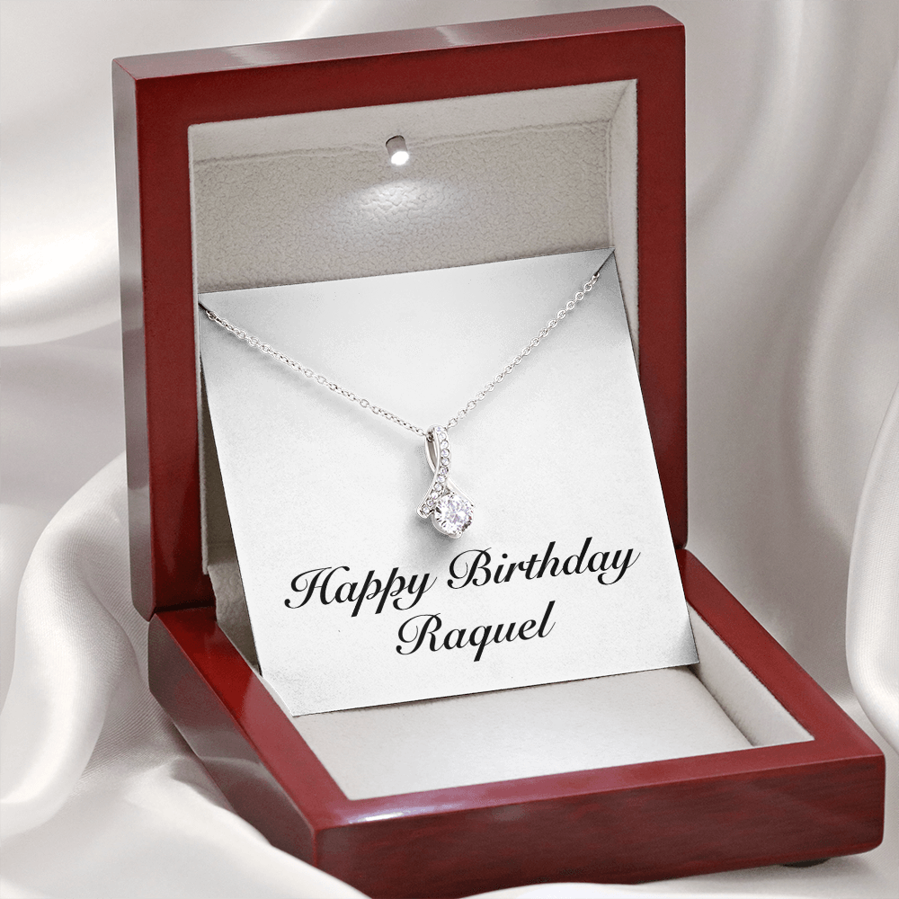 Happy Birthday Raquel - Alluring Beauty Necklace With Mahogany Style Luxury Box