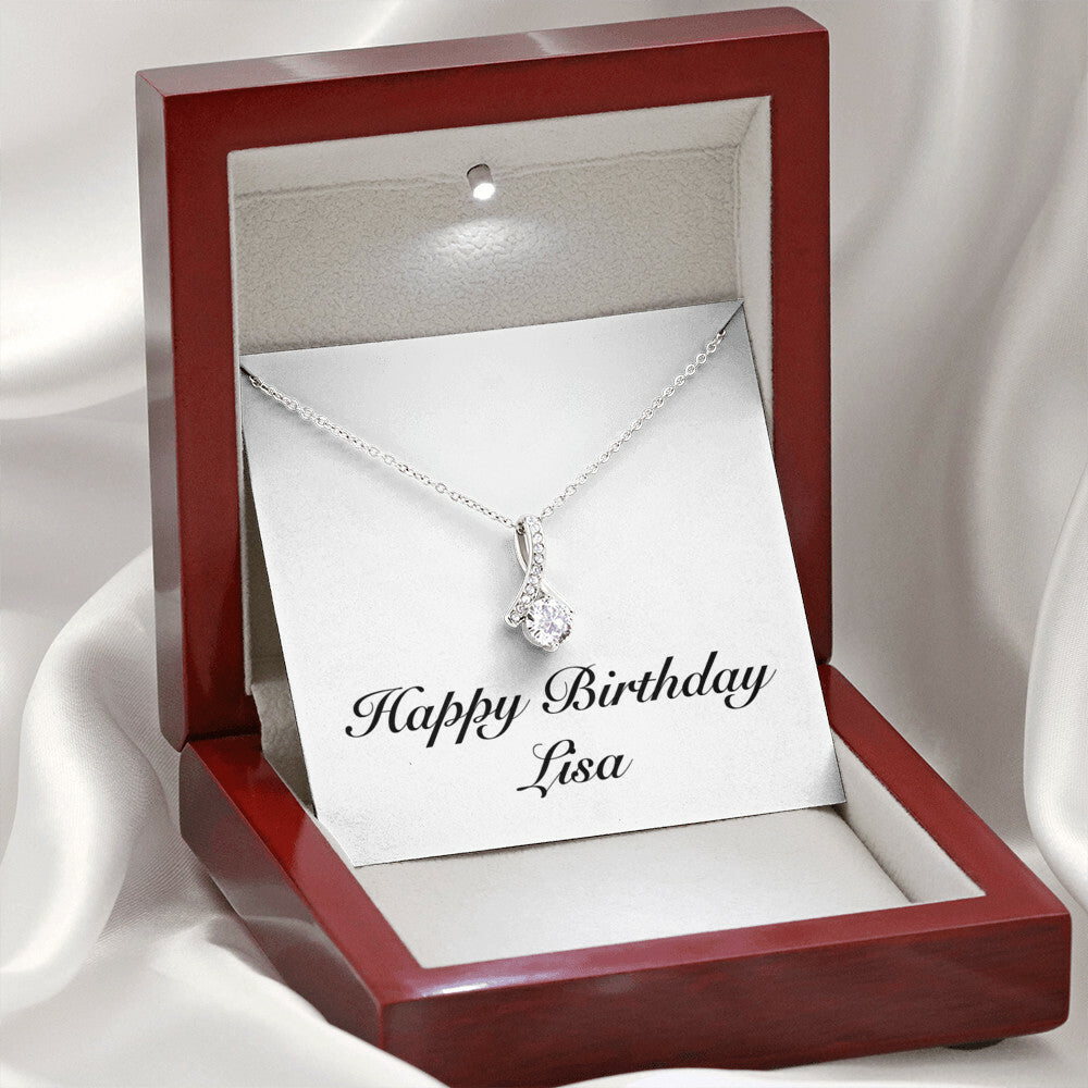 Happy Birthday Lisa - Alluring Beauty Necklace With Mahogany Style Luxury Box