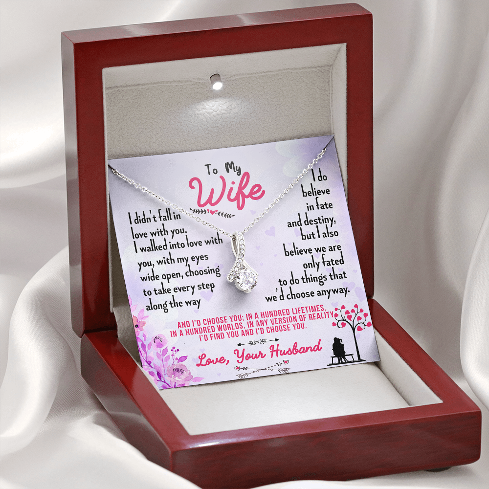 016 To My Wife - Alluring Beauty Necklace With Mahogany Style Luxury Box