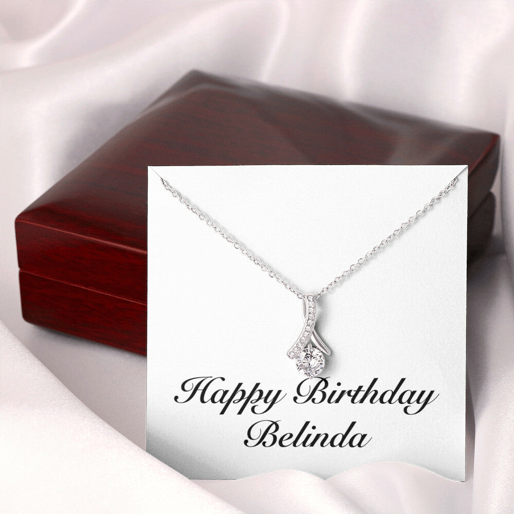 Happy Birthday Belinda - Alluring Beauty Necklace With Mahogany Style Luxury Box