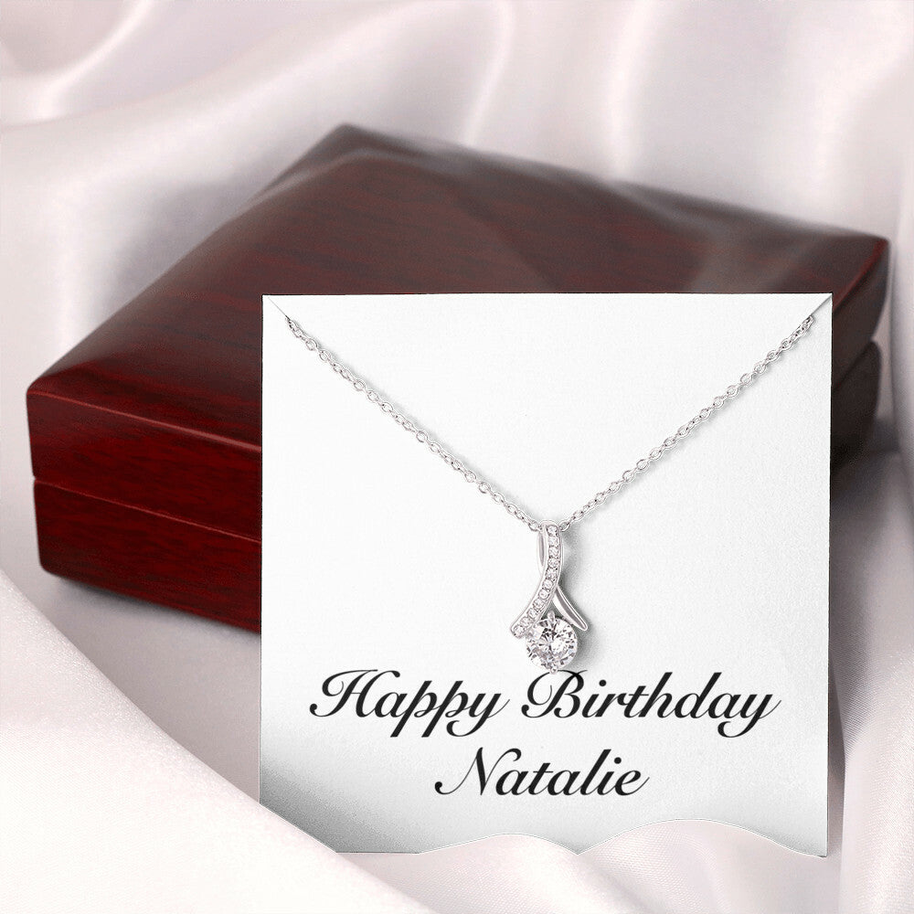 Happy Birthday Natalie - Alluring Beauty Necklace With Mahogany Style Luxury Box