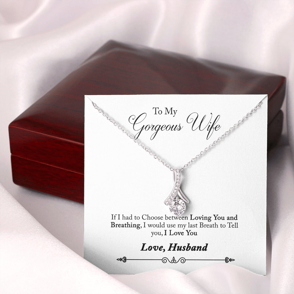 005 To My Gorgeous Wife - Alluring Beauty Necklace With Mahogany Style Luxury Box