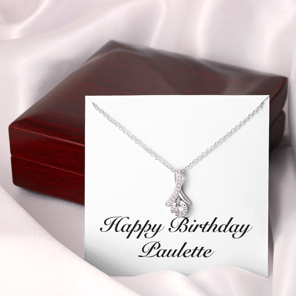Happy Birthday Paulette - Alluring Beauty Necklace With Mahogany Style Luxury Box