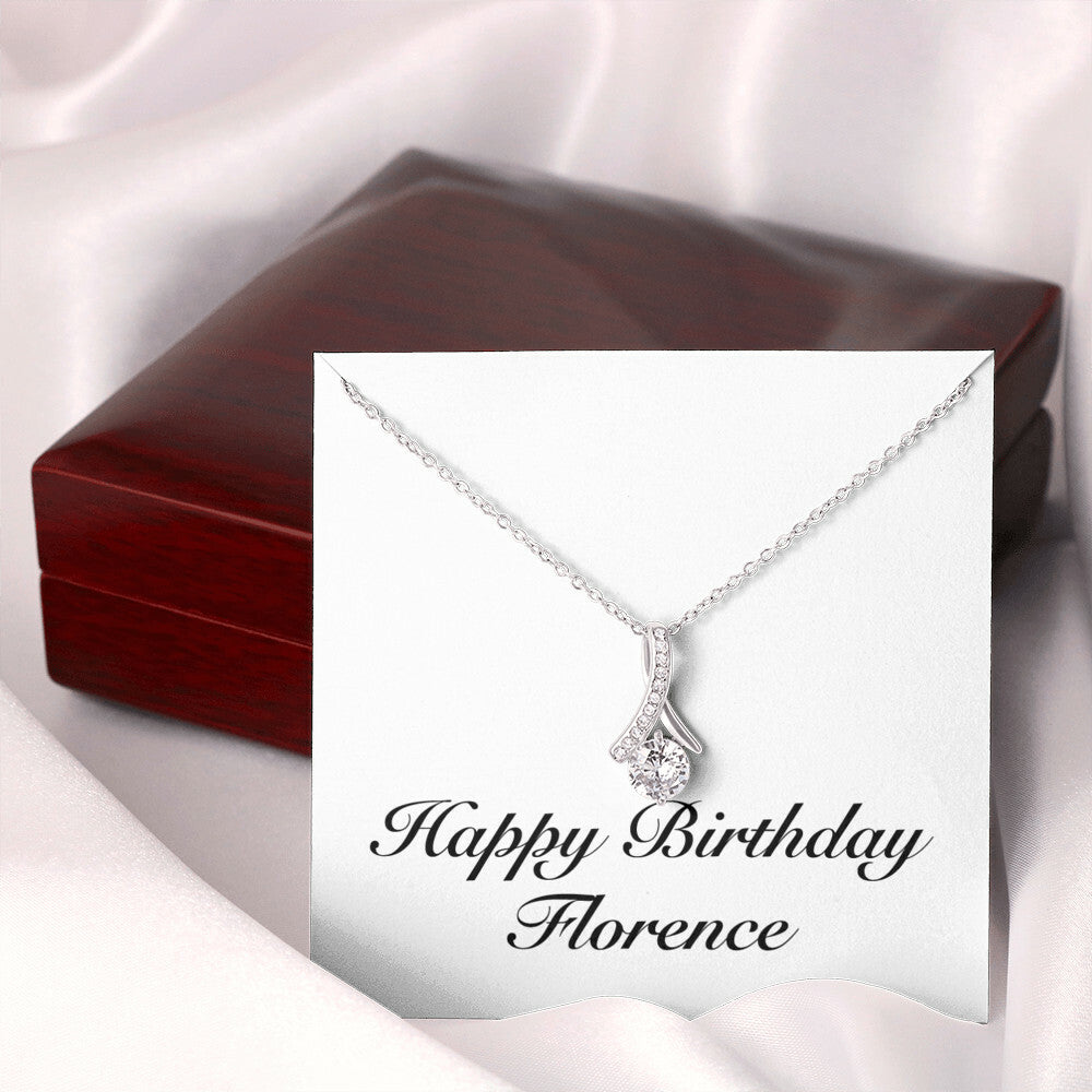 Happy Birthday Florence - Alluring Beauty Necklace With Mahogany Style Luxury Box