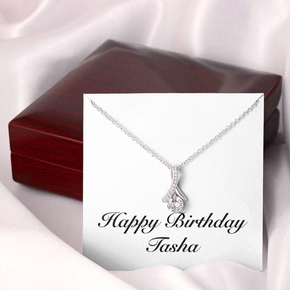 Happy Birthday Tasha - Alluring Beauty Necklace With Mahogany Style Luxury Box