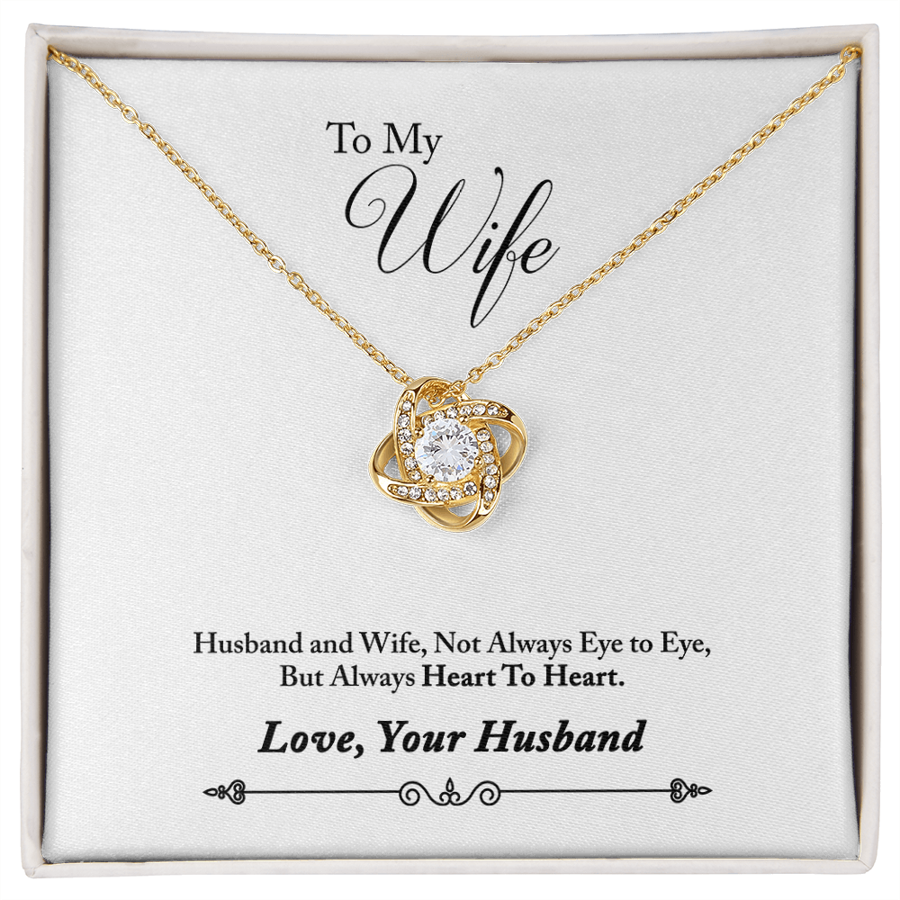 009 To My Wife - 18K Yellow Gold Finish Love Knot Necklace