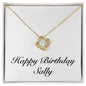 Happy Birthday Sally - 18K Yellow Gold Finish Love Knot Necklace