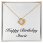 Happy Birthday Stacie - 18K Yellow Gold Finish Love Knot Necklace