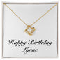 Happy Birthday Lynne - 18K Yellow Gold Finish Love Knot Necklace