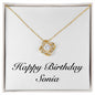 Happy Birthday Sonia - 18K Yellow Gold Finish Love Knot Necklace