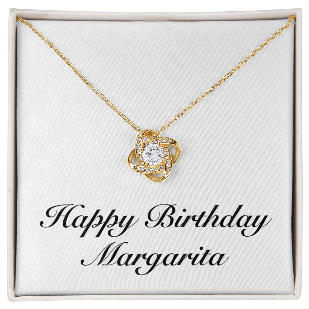 Happy Birthday Margarita - 18K Yellow Gold Finish Love Knot Necklace