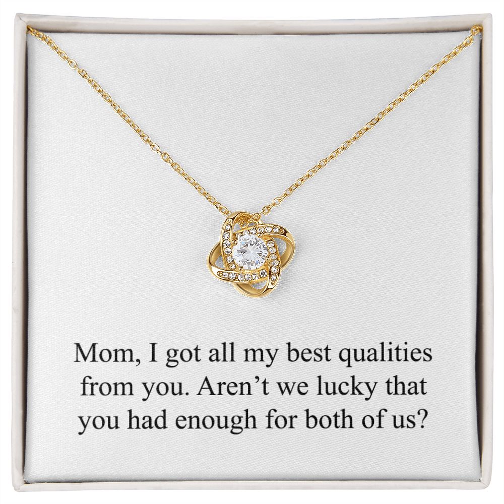 Happy Mother's Day (Funny) 004 - 18K Yellow Gold Finish Love Knot Necklace