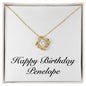Happy Birthday Penelope - 18K Yellow Gold Finish Love Knot Necklace
