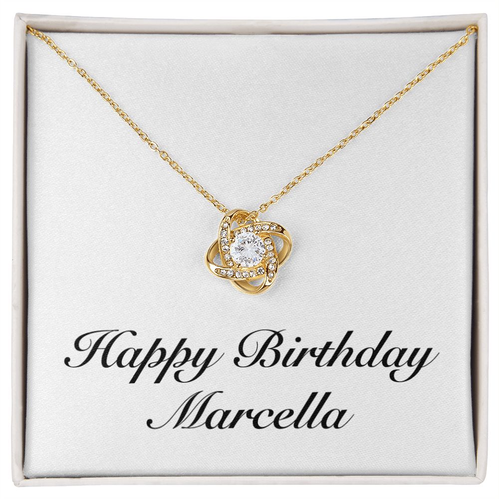 Happy Birthday Marcella - 18K Yellow Gold Finish Love Knot Necklace