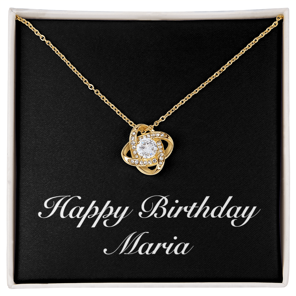 Happy Birthday Maria v2 - 18K Yellow Gold Finish Love Knot Necklace
