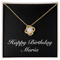 Happy Birthday Maria v2 - 18K Yellow Gold Finish Love Knot Necklace