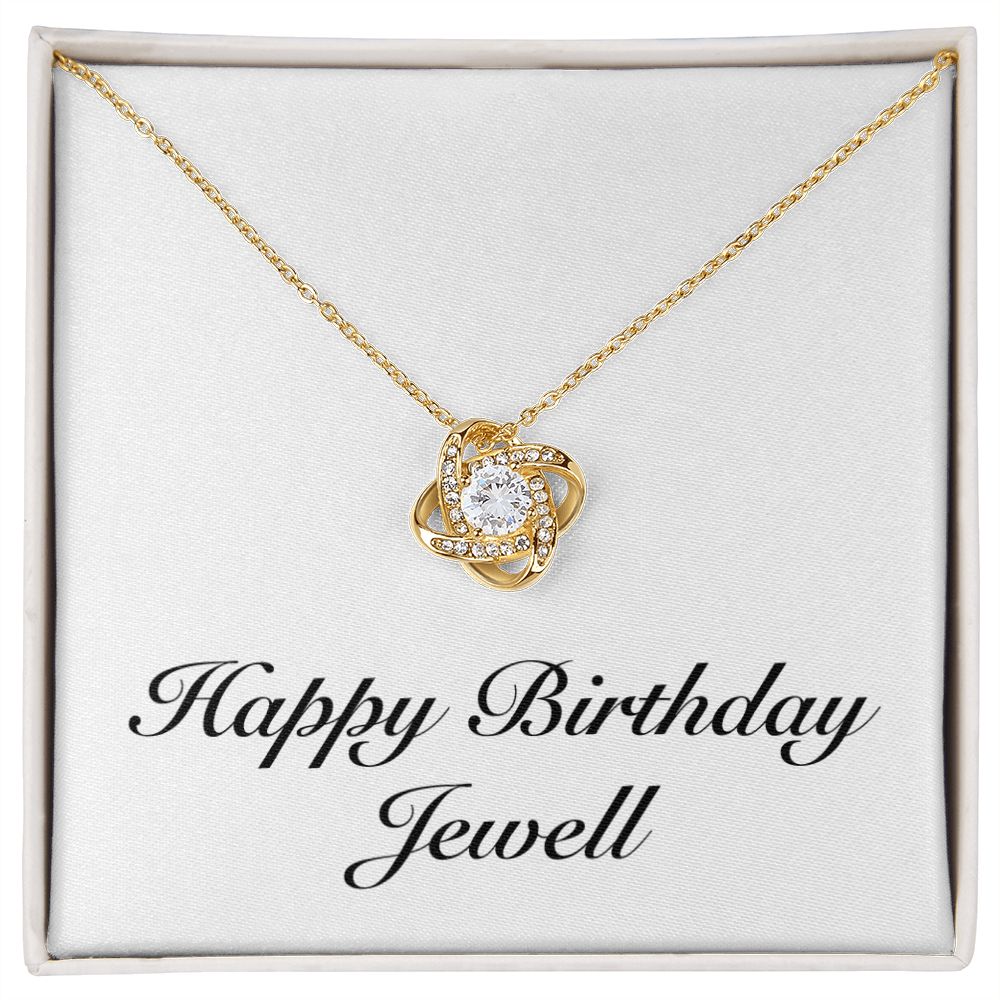 Happy Birthday Jewell - 18K Yellow Gold Finish Love Knot Necklace
