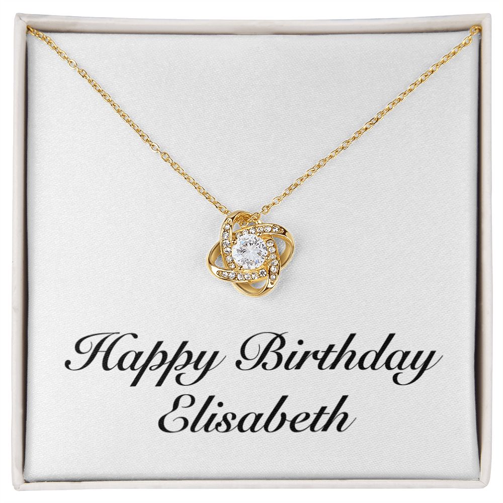 Happy Birthday Elisabeth - 18K Yellow Gold Finish Love Knot Necklace