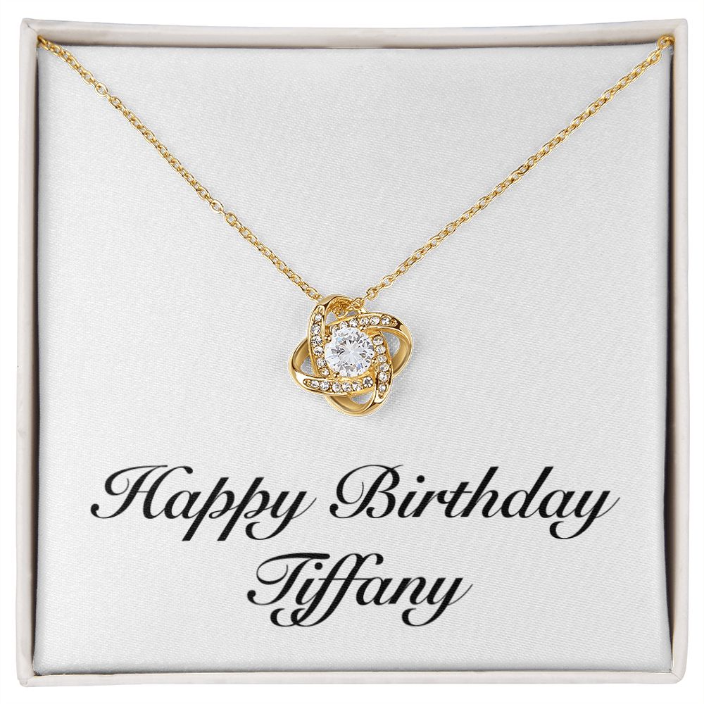 Happy Birthday Tiffany - 18K Yellow Gold Finish Love Knot Necklace