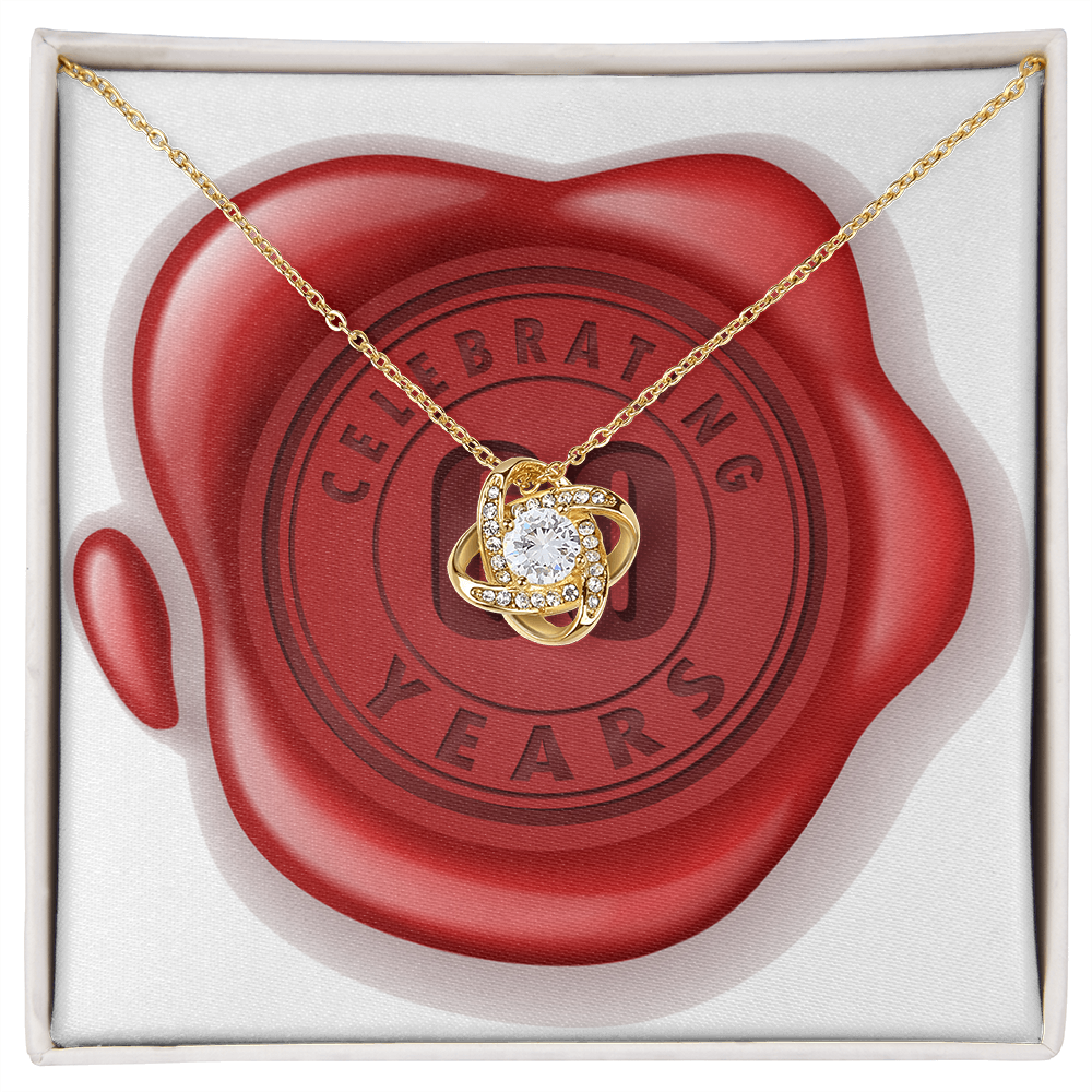Celebrating 60 Years Anniversary - 18K Yellow Gold Finish Love Knot Necklace