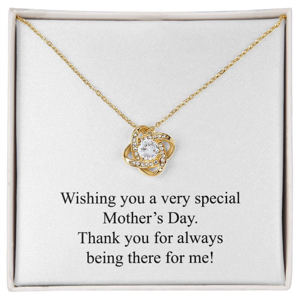 Happy Mother's Day 014 - 18K Yellow Gold Finish Love Knot Necklace