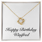 Happy Birthday Winifred - 18K Yellow Gold Finish Love Knot Necklace