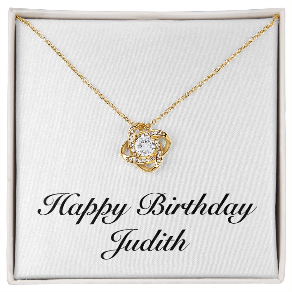 Happy Birthday Judith - 18K Yellow Gold Finish Love Knot Necklace