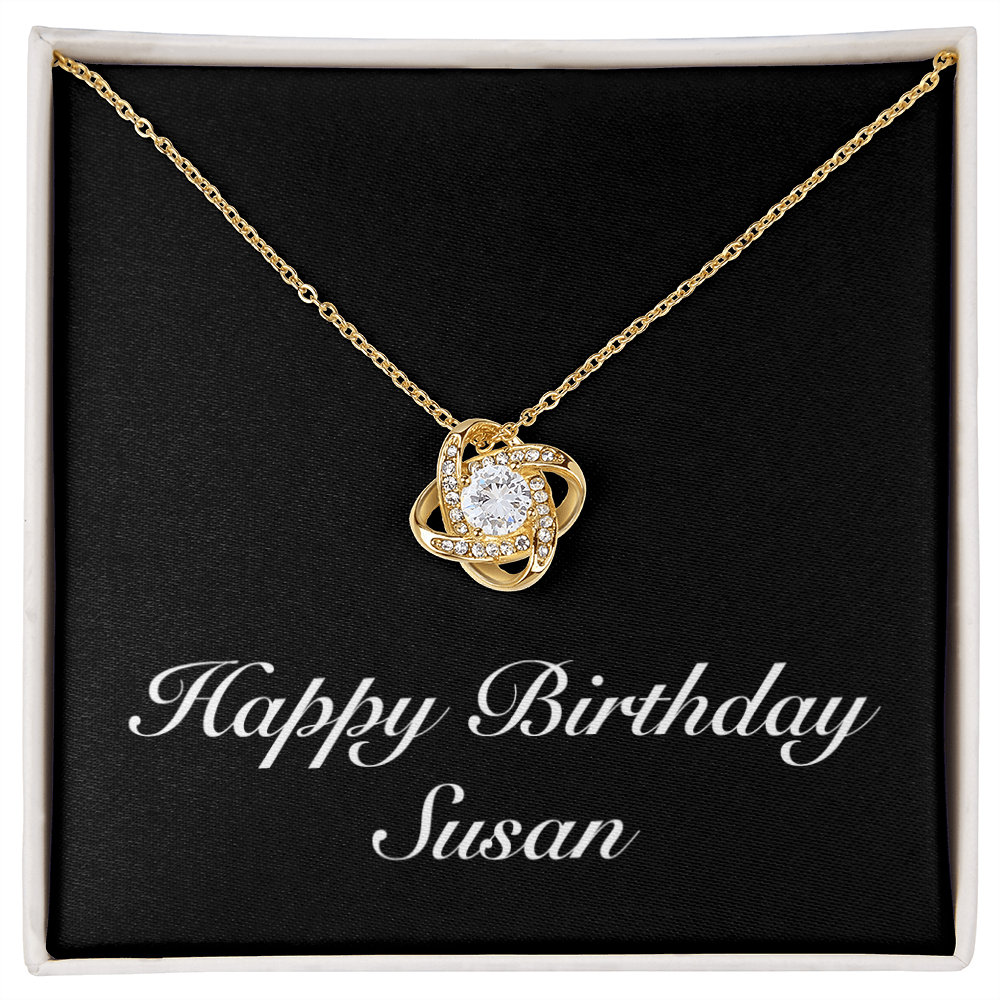 Happy Birthday Susan v2 - 18K Yellow Gold Finish Love Knot Necklace