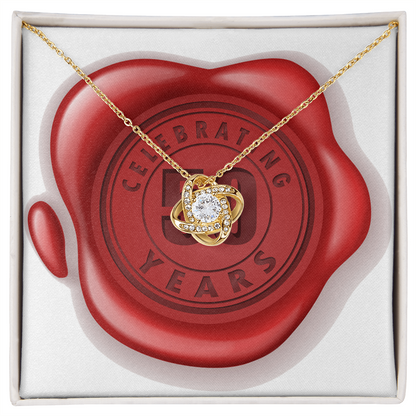 Celebrating 50 Years Anniversary - 18K Yellow Gold Finish Love Knot Necklace