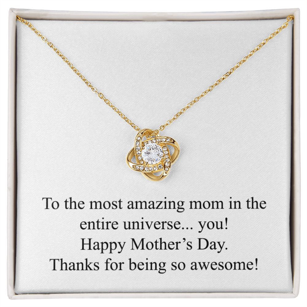 Happy Mother's Day 005 - 18K Yellow Gold Finish Love Knot Necklace