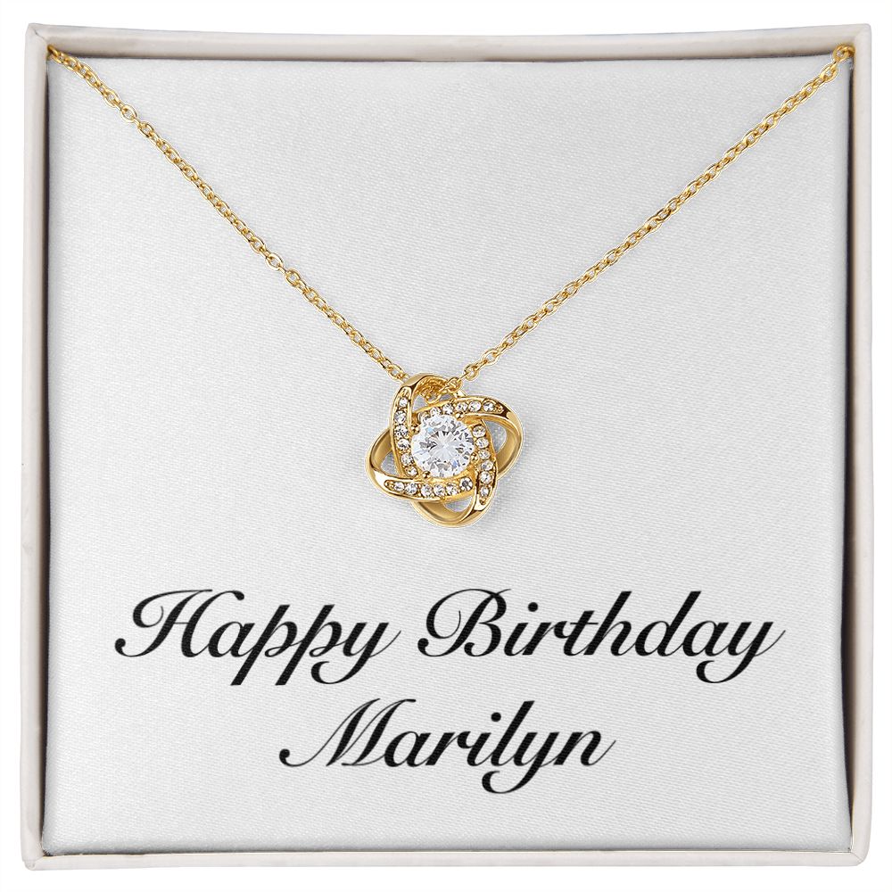 Happy Birthday Marilyn - 18K Yellow Gold Finish Love Knot Necklace