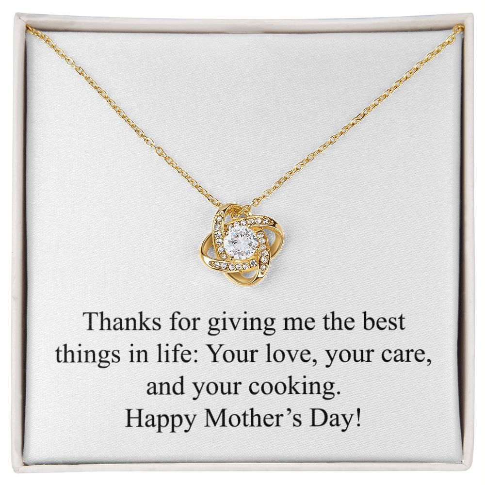 Happy Mother's Day 002 - 18K Yellow Gold Finish Love Knot Necklace