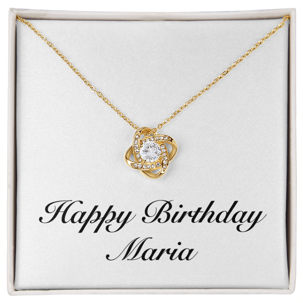Happy Birthday Maria - 18K Yellow Gold Finish Love Knot Necklace