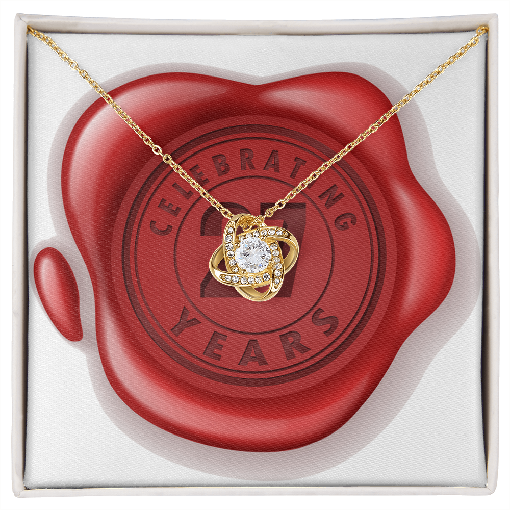 Celebrating 27 Years Anniversary - 18K Yellow Gold Finish Love Knot Necklace